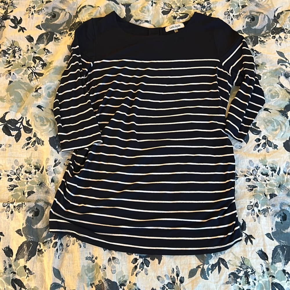 Laila Jayde Maternity Navy Striped Shirt - Sz L